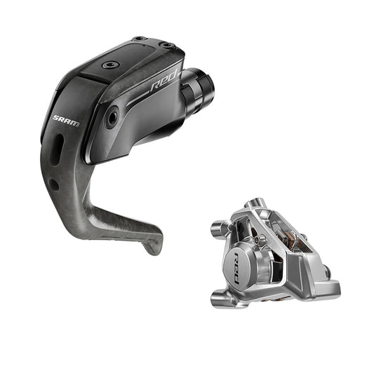 SRAM Red E1 Aero road hydraulic disc brakes front flat mount black for high-performance cycling.