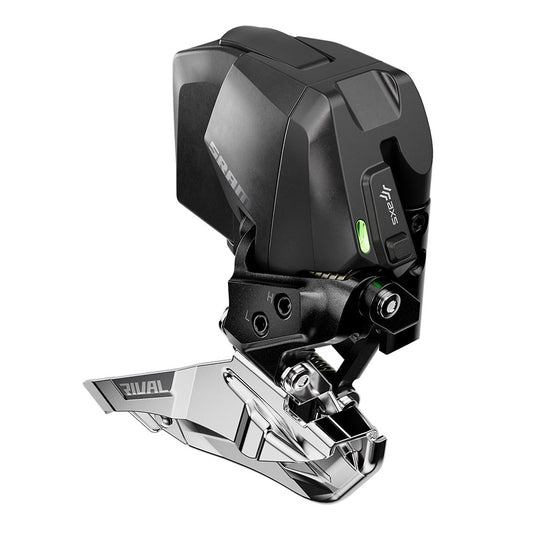 SRAM Rival AXS E1 front derailleur for road bikes, 12-speed, braze-on mount, black finish, lightweight and durable design