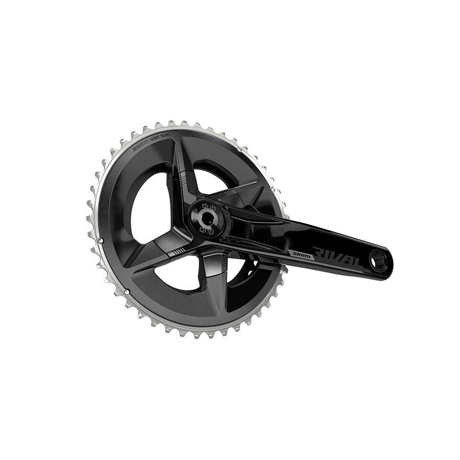 SRAM Rival D1 2x road and track crankset with 48/35 chainrings, black DUB 160mm crank arms, suitable for road and track cycling