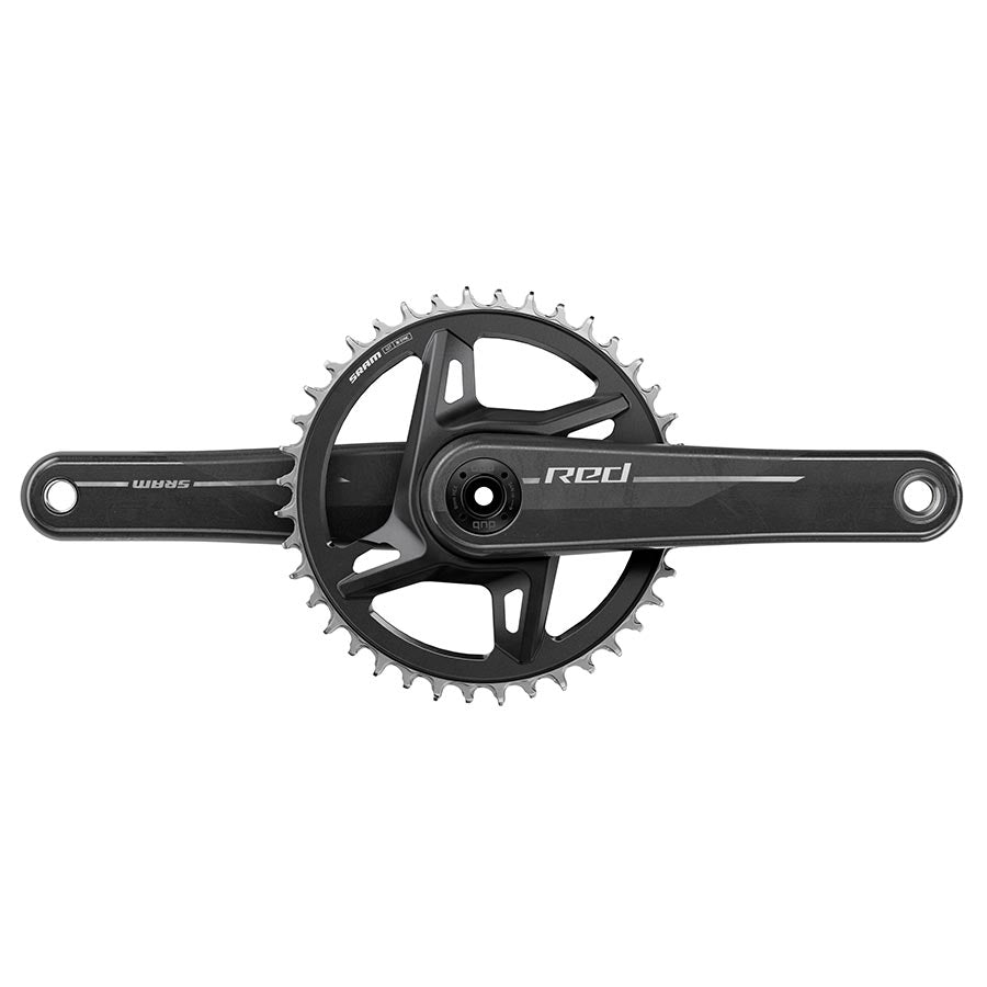 SRAM Red 1x XPLR E1 road and track crankset with 42T chainring, black DUB 160mm crank arms, designed for cycling performance