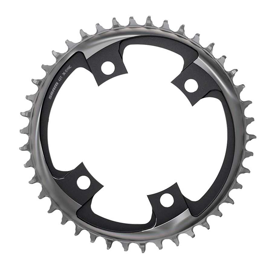 SRAM X-SYNC 2 107mm chainrings for 12-speed bikes, 40-tooth, aluminum, grey, with 107 BCD bolts, single chainring.