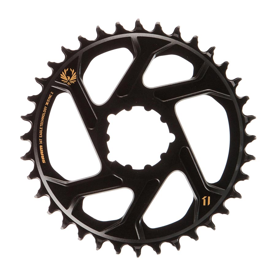 SRAM X-Sync 2 Eagle chainring, 30T 12-speed aluminum black direct mount with 3mm offset, designed for mountain bike drivetrain.