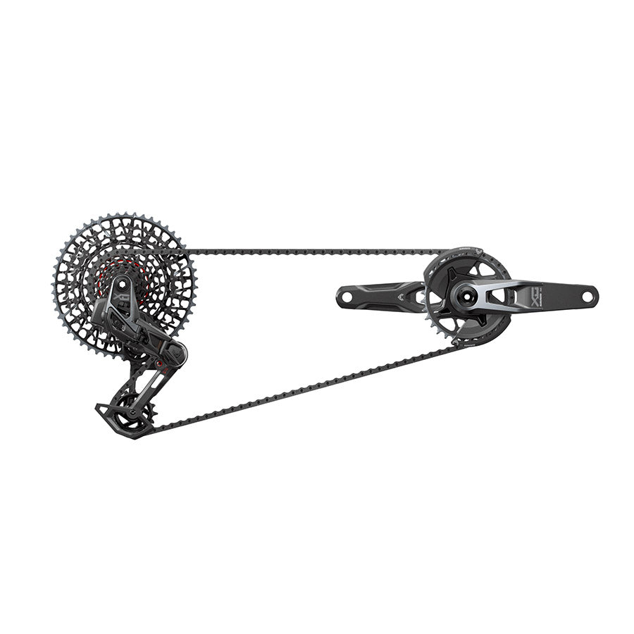 SRAM X0 T-Type Eagle V2 mountain bike derailleur in black with 175mm length, designed for rugged off-road cycling.