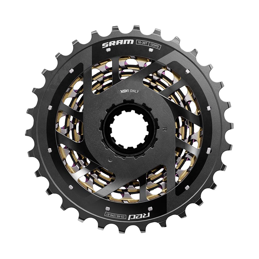 SRAM XG-1290 E1 cassette in silver, 12-speed, 10-28T, designed for XD-R hubs, bike drivetrain component