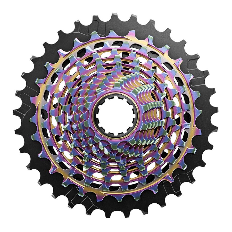 SRAM XG-1290 E1 12-speed cassette in silver with 10-28T gear range, designed for high-performance mountain biking.