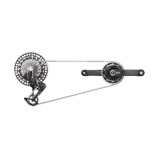 SRAM XX SL T-Type Powermeter D2 mountain bike crankset with 175mm arms and integrated power measurement system.