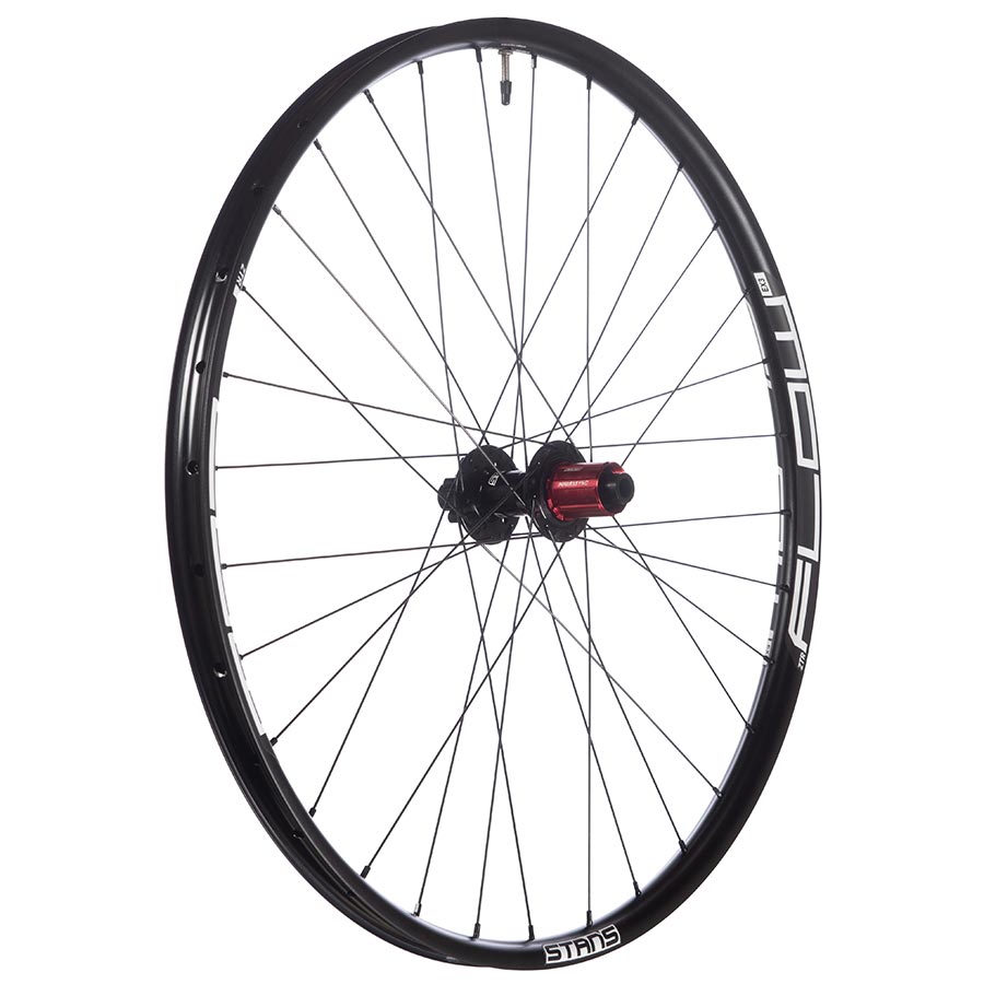 Stans No Tubes Flow EX3 mountain bike wheels front 27.5-inch with 584 holes, 15mm thru-axle, Boost disc, 6-bolt rotor.