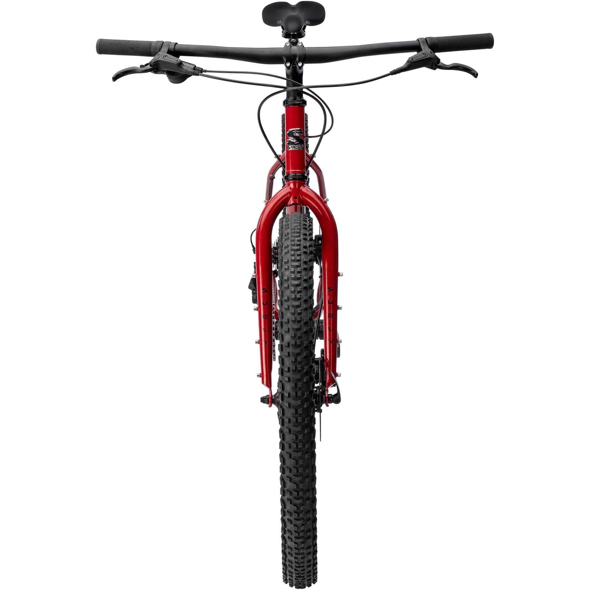 Surly Bridge Club gravel bike in lingering cranberry color with 27.5-inch wheels, featuring a sturdy frame and off-road-ready tires.