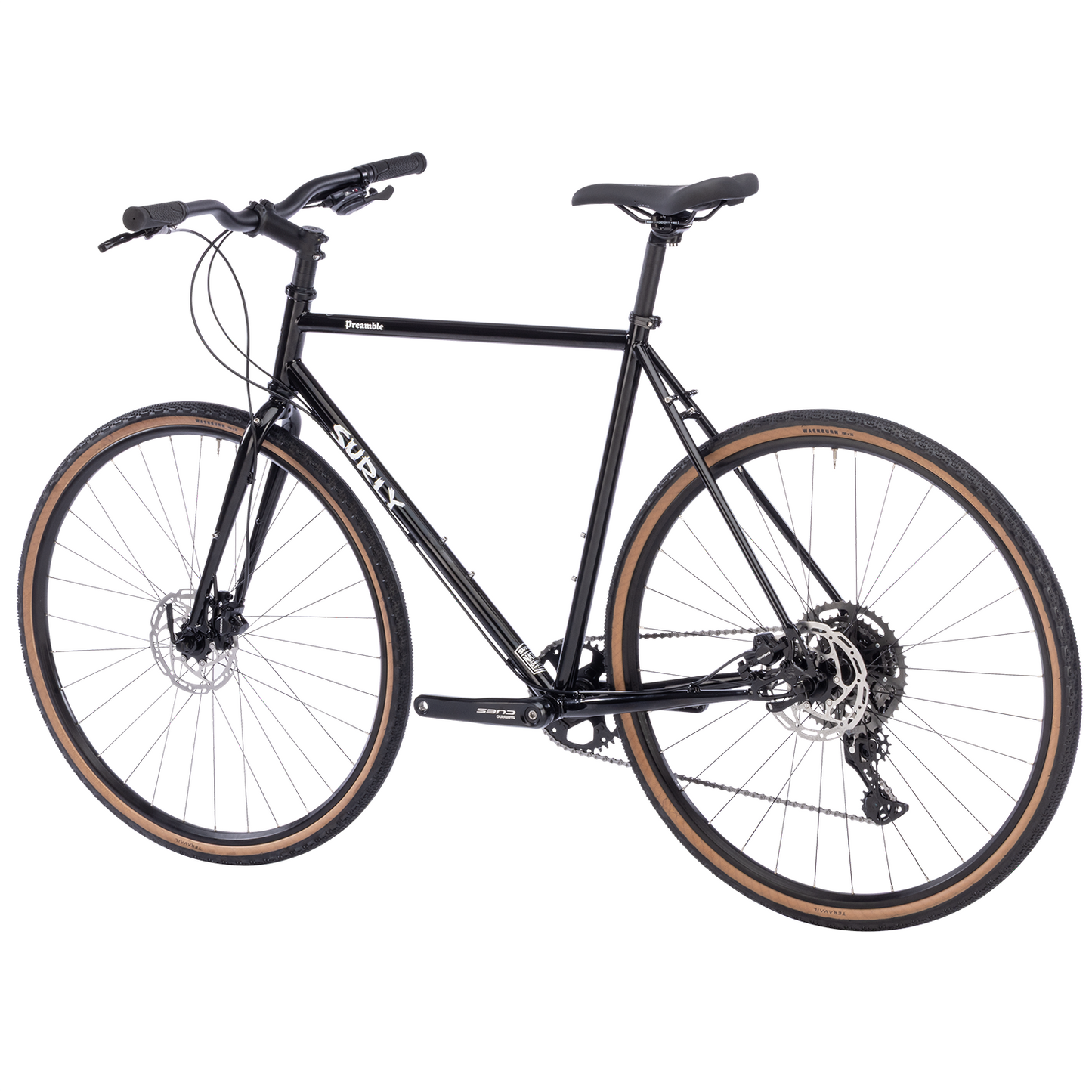 Surly Preamble 700c gravel and commuter bike in hi-viz black, compact frame with drop handlebars and disc brakes.