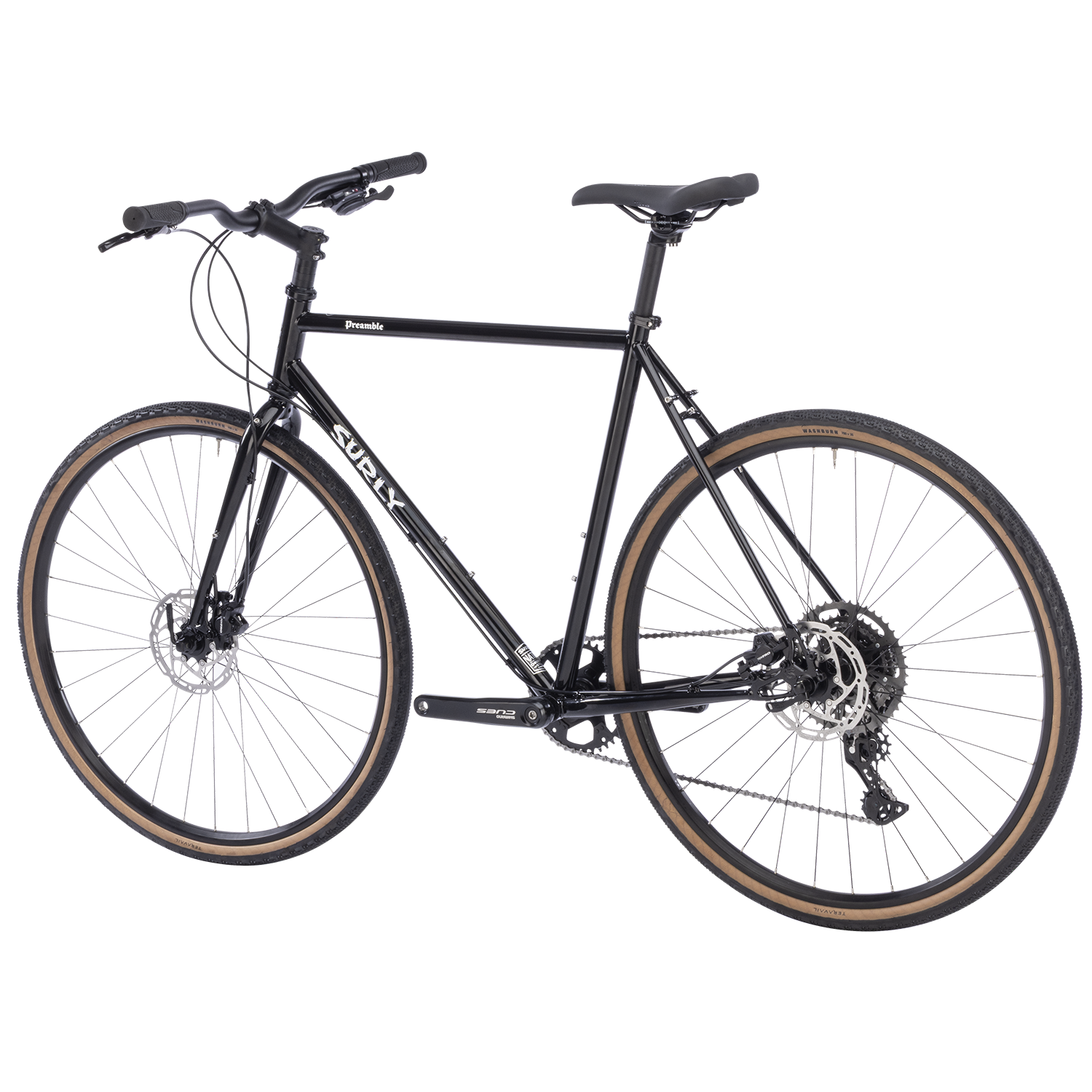 Surly Preamble 700c gravel and commuter bike in hi-viz black, compact frame with drop handlebars and disc brakes.