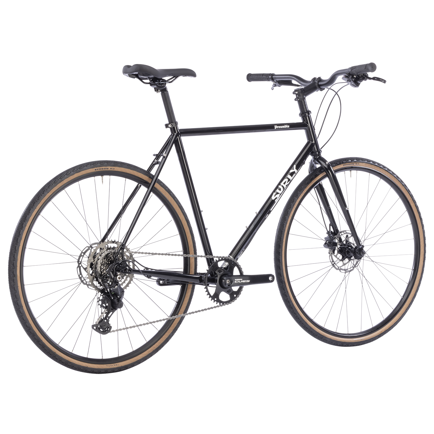 Surly Preamble 700c gravel and commuter bike in hi-viz black, showing frame and wheel details for versatile riding.