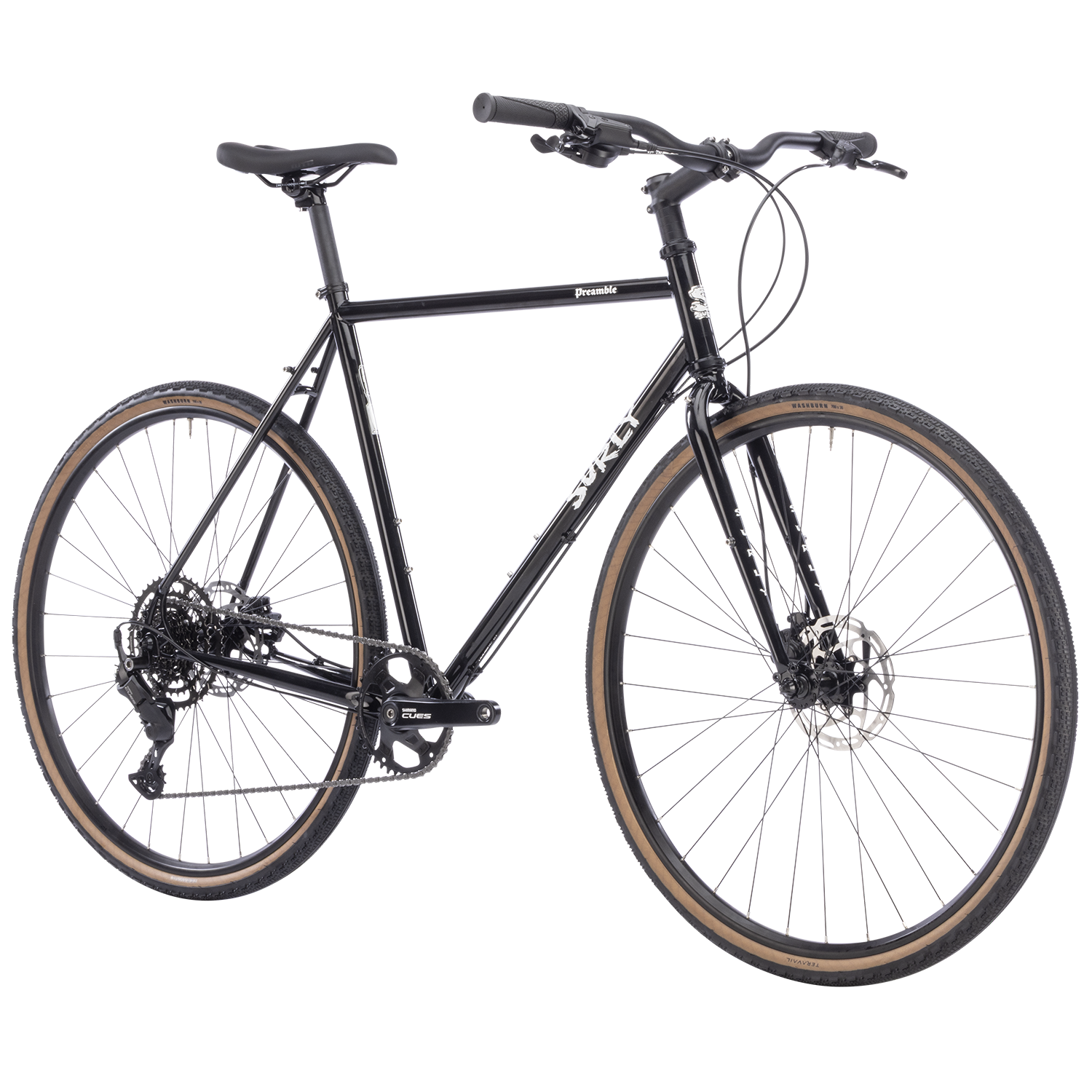 Surly Preamble 700c gravel and commuter bike in hi-viz black, showing the bike frame and tires in an outdoor setting.