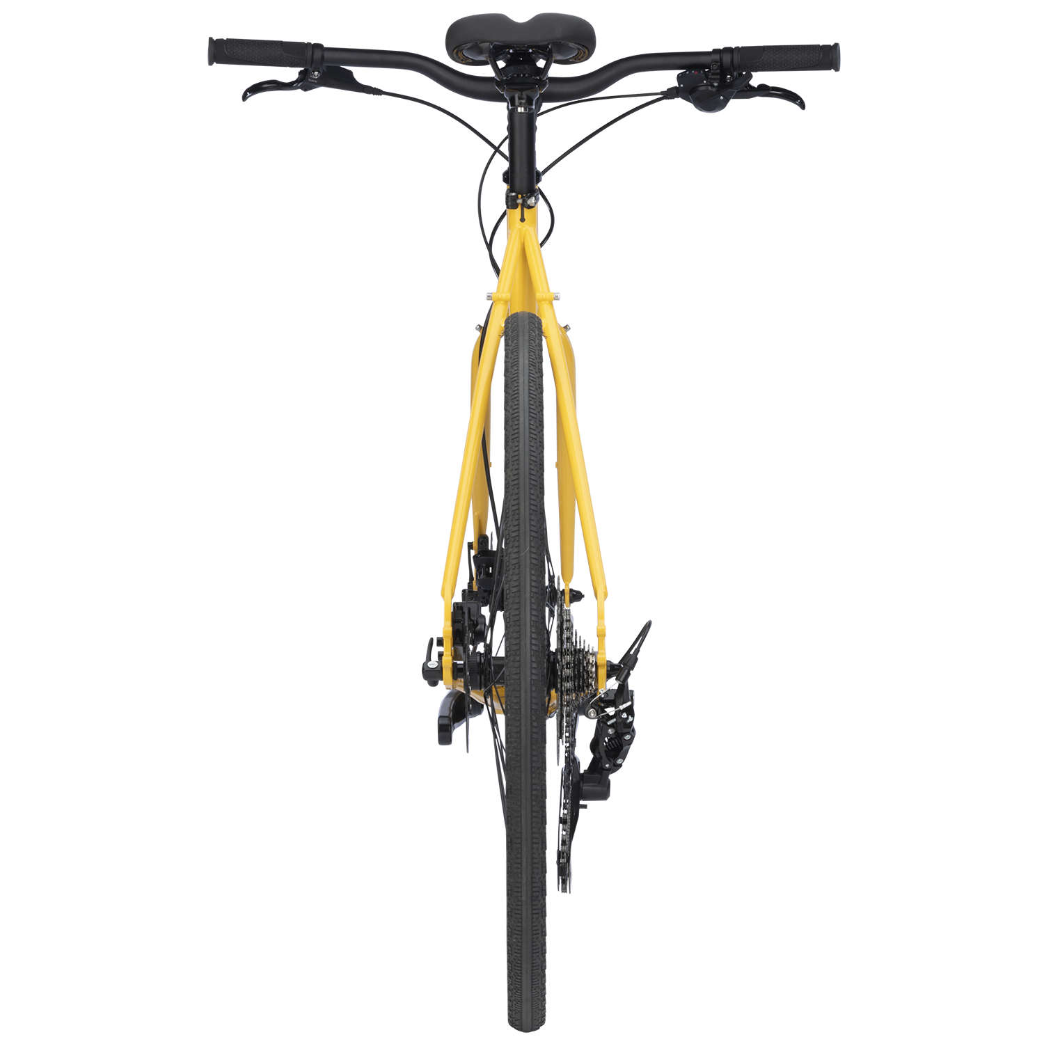 Surly Preamble 700c gravel and commuter bike in hi-viz black, featuring a sturdy frame and versatile tires for urban and off-road riding.