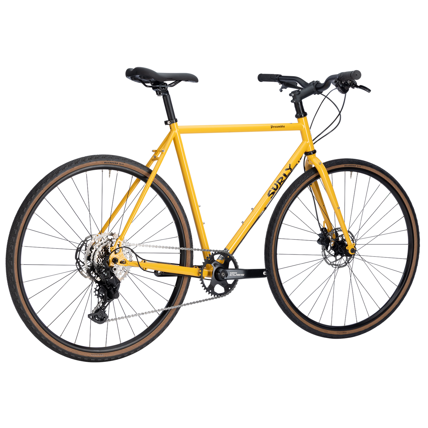 Surly Preamble 700c gravel and commuter bike in hi-viz black, small size, with drop handlebars and rugged frame for versatile riding.