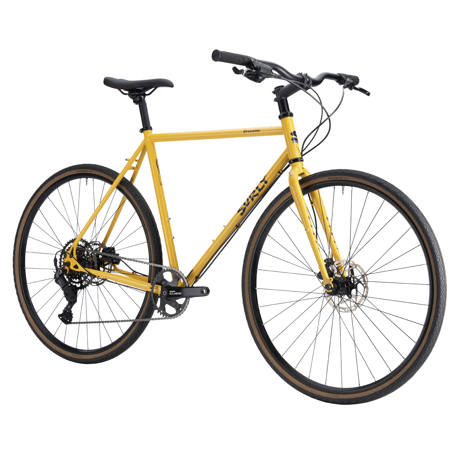 Surly Preamble 700c gravel and commuter bike in hi-viz black, shown in extra small frame with features for versatile riding.