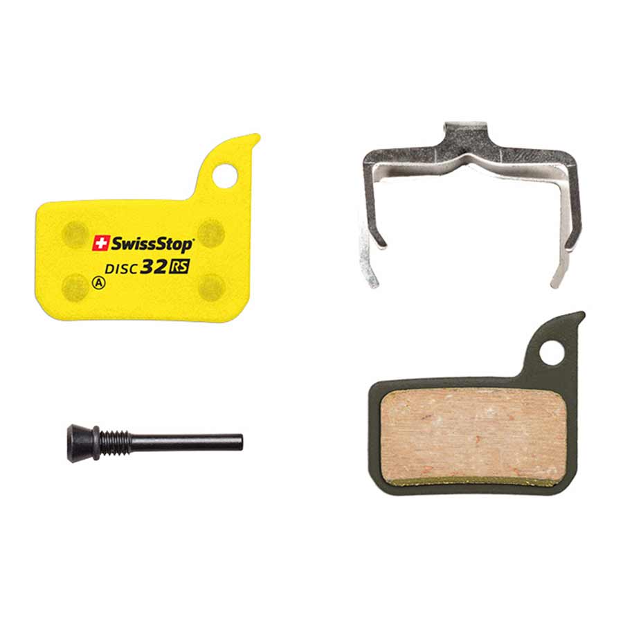 SwissStop Disc RS brake pads for Shimano M9000 XTR XT SLX disc brake system, pair of high-performance bike brake pads.