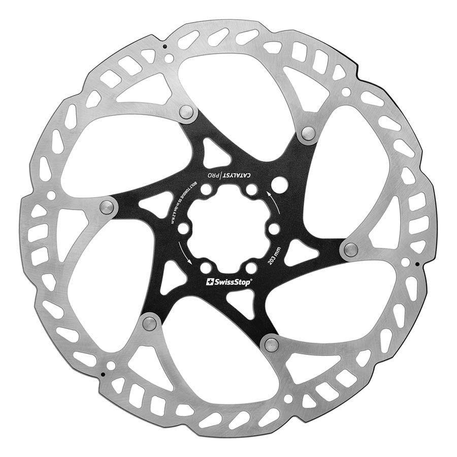 SwissStop Catalyst Pro 160mm disc rotor and related brake parts, designed for high-performance cycling.