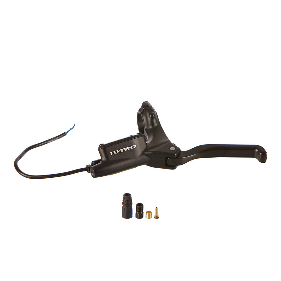 Tektro DR 1.4 lever set for disc brake parts and accessories, showing the black brake levers with mounting hardware.