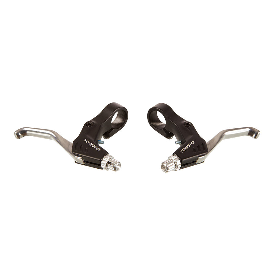 Tektro MTB brake levers for mountain bikes, 2-finger V-brake levers compatible with thumb shifters, black and ergonomic design