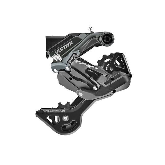 TRP VISTAR RD-C8000E wireless rear derailleur for road bikes, black with battery charger, 12-speed Shimano compatible.