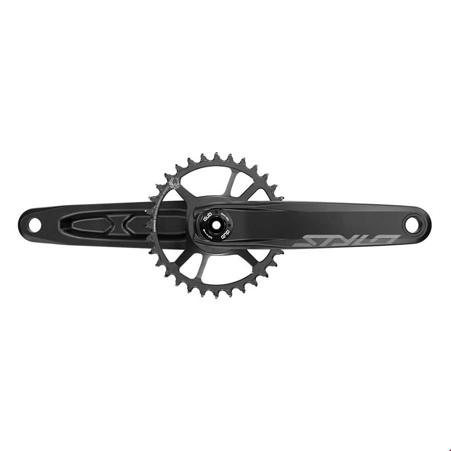 Black Truvativ Stylo 6K Eagle MTB crankset with 175mm arms, designed for mountain biking and boost compatibility.