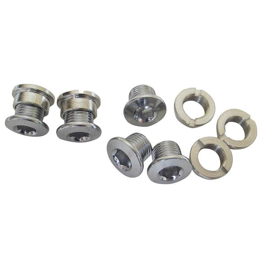 Varia, Bolts & nuts for singlespeed chainrings, Chrome-plated steel, 6.5mm, 5 units per bag
