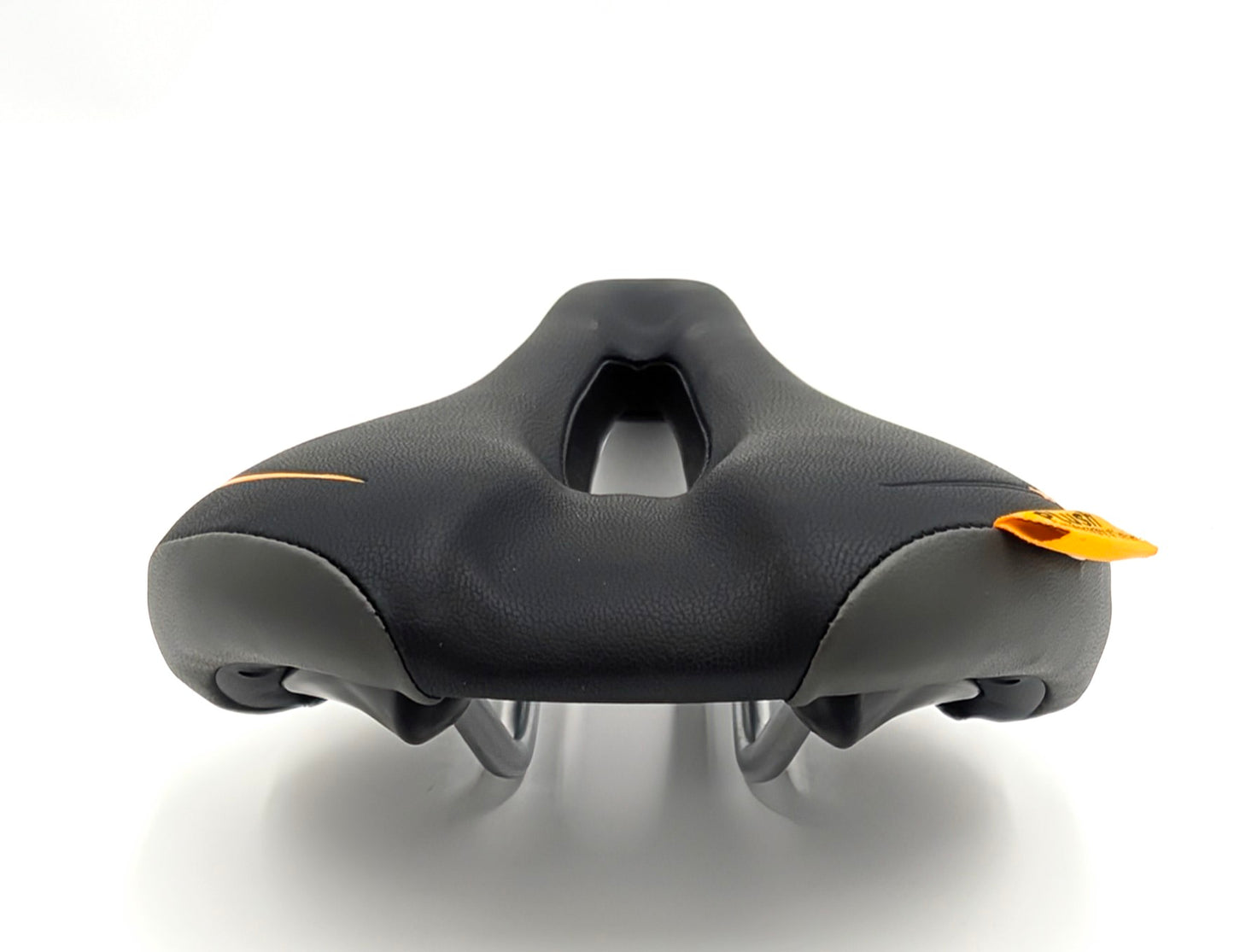 Velo Plush Saddle showing a wide, padded bicycle saddle with a sleek black design and dimensions 278mm by 150mm.