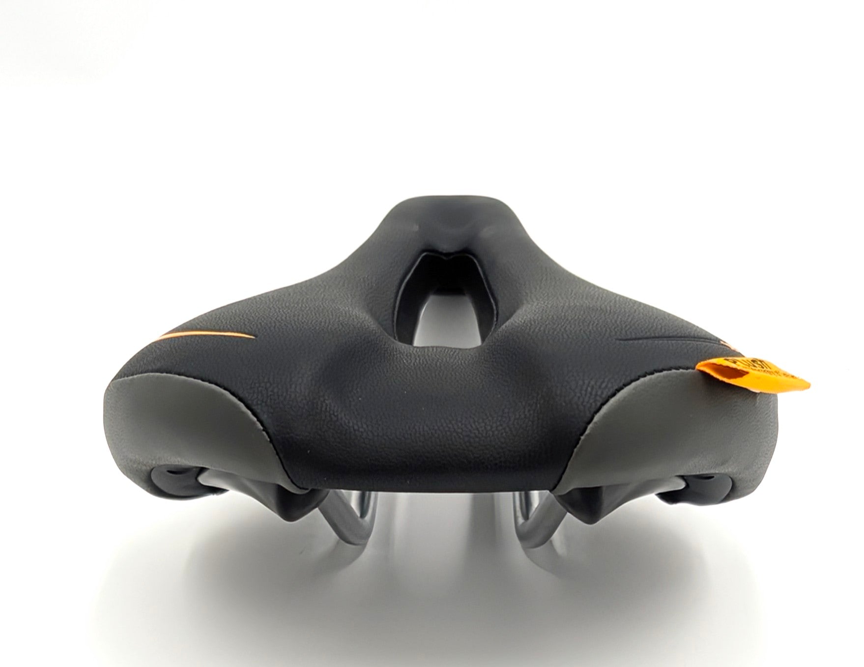 Velo Plush Saddle showing a wide, padded bicycle saddle with a sleek black design and dimensions 278mm by 150mm.