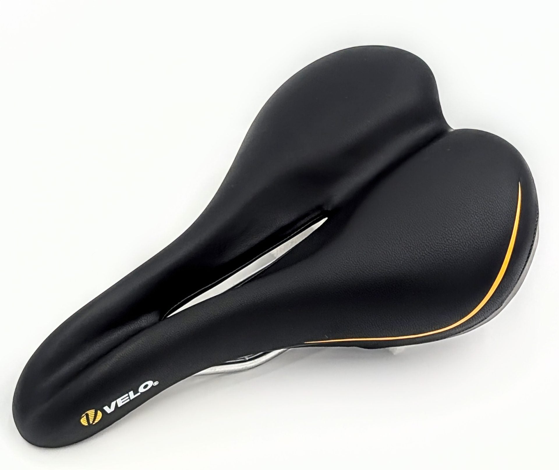 Velo Plush Saddle with 278mm x 150mm dimensions, comfortable bike saddle designed for smooth rides.