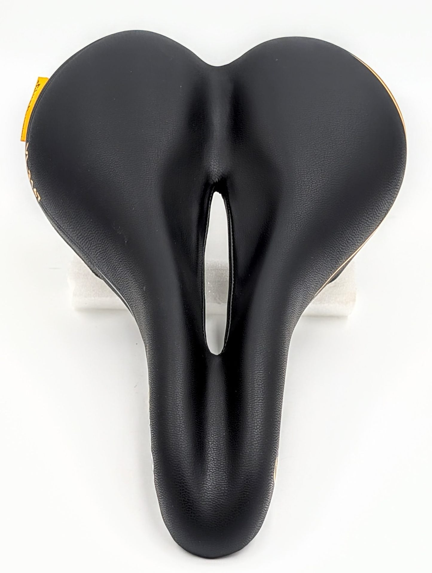 Velo Plush Saddle with 278mm x 150mm dimensions, black ergonomic bicycle saddle for comfortable riding.