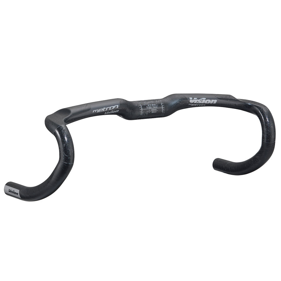 Vision Metron 4D road drop handlebars with 31.8mm diameter, black finish, 440mm width, 125mm drop, and 80mm reach.