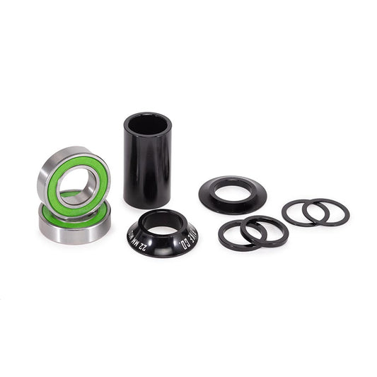 WeThePeople Compact BMX bottom bracket with 19mm spindle, black metal construction for BMX bike performance.