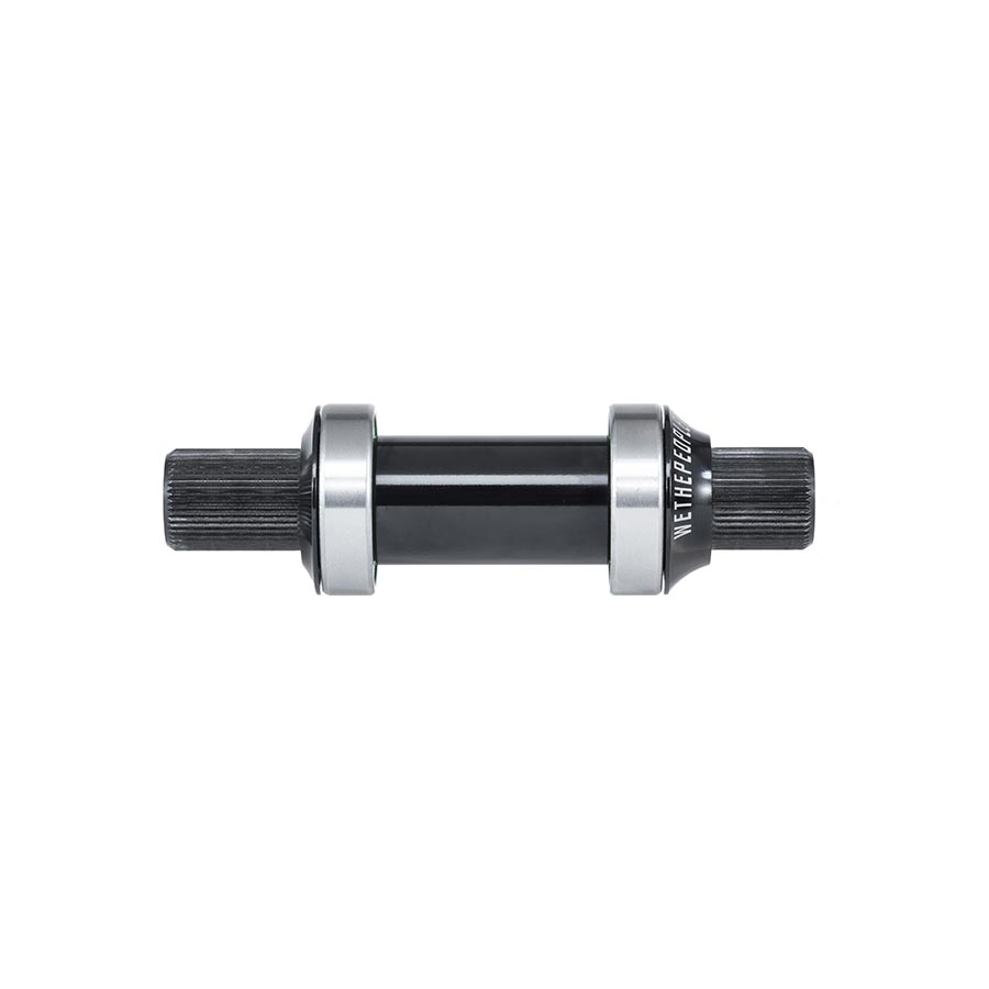 WeThePeople Compact BMX bottom bracket with 19mm spindle, durable metal construction, and black finish.