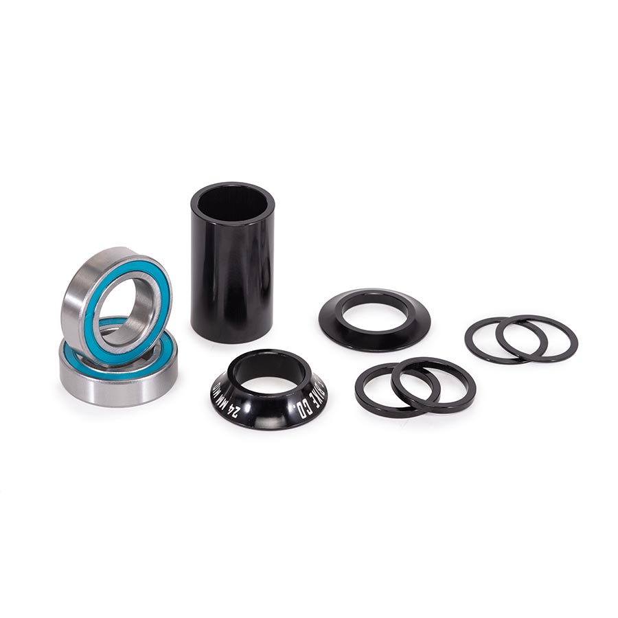 WeThePeople Compact BMX bottom bracket with 19mm spindle, black metal construction, designed for BMX bike performance.