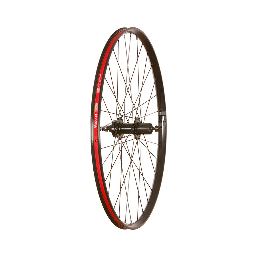 Front view of WTB STi23 TCS Formula DC wheels, 27.5-inch mountain bike wheels with 32 holes and 6-bolt disc mount.