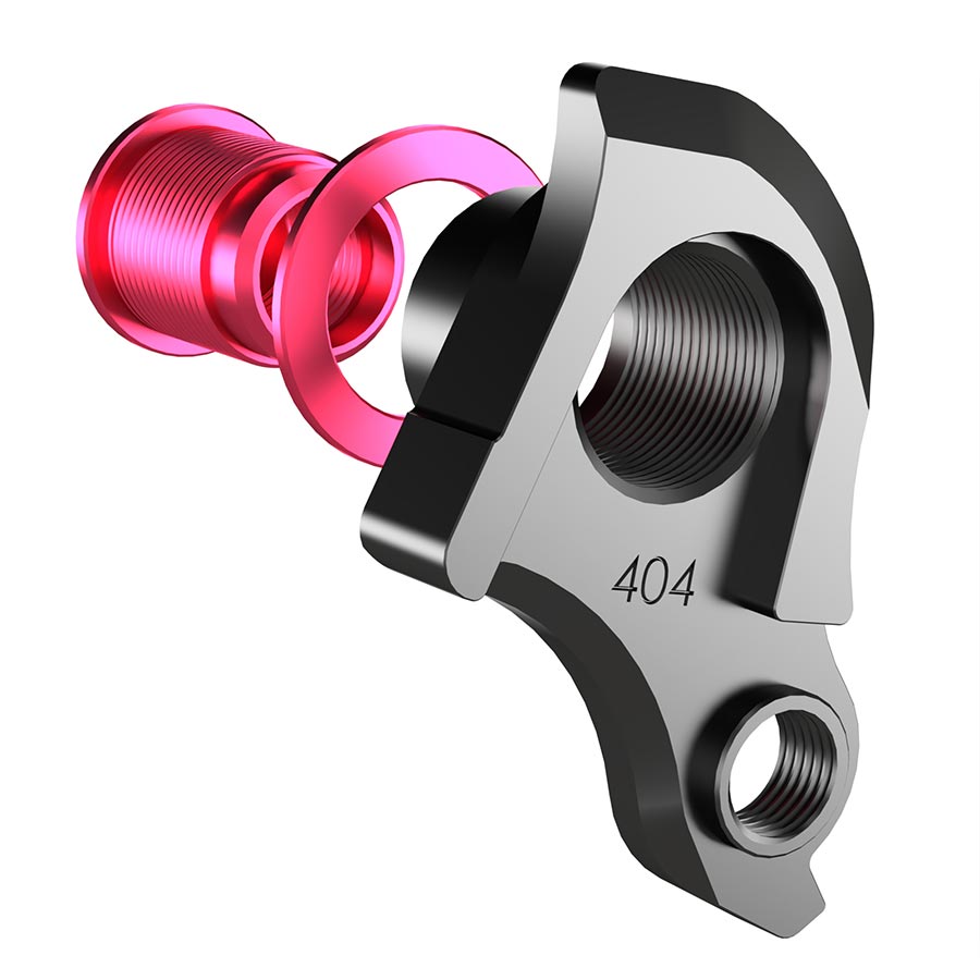 Wheels Manufacturing Dropout-404-02 UDH derailleur hanger for bike frames, showcasing the black metal component with mounting holes.