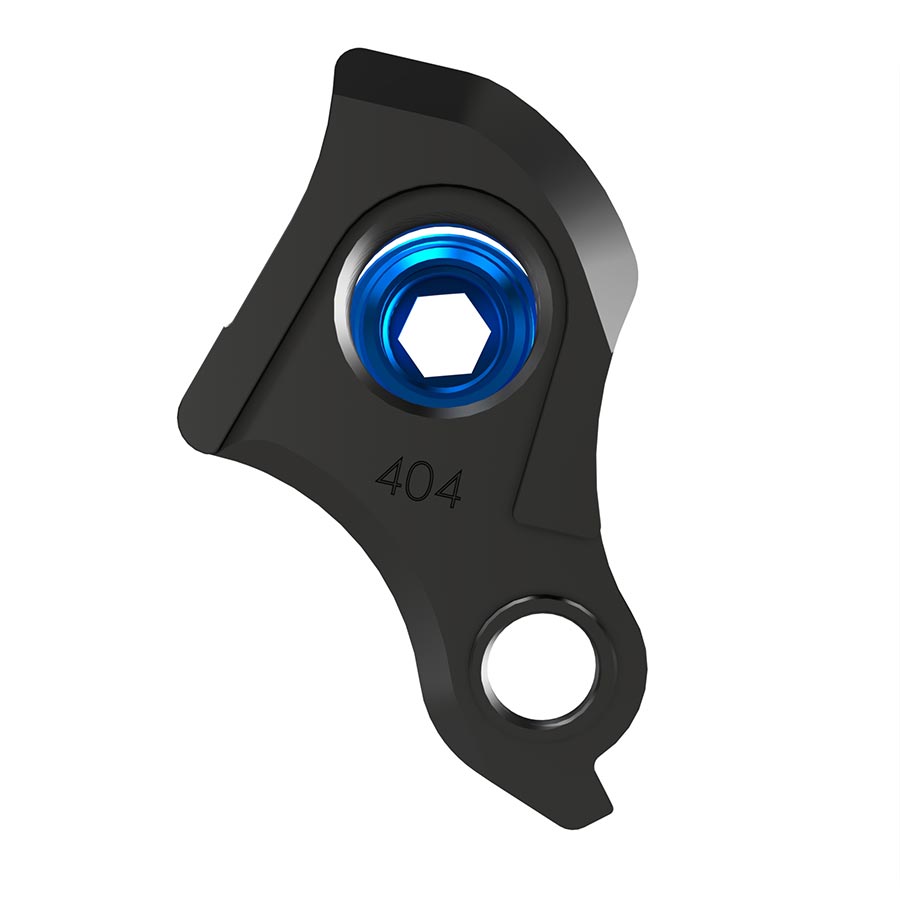 Wheels Manufacturing Dropout-404-02 UDH derailleur hanger for bicycle frame, shown attached to bike dropout.