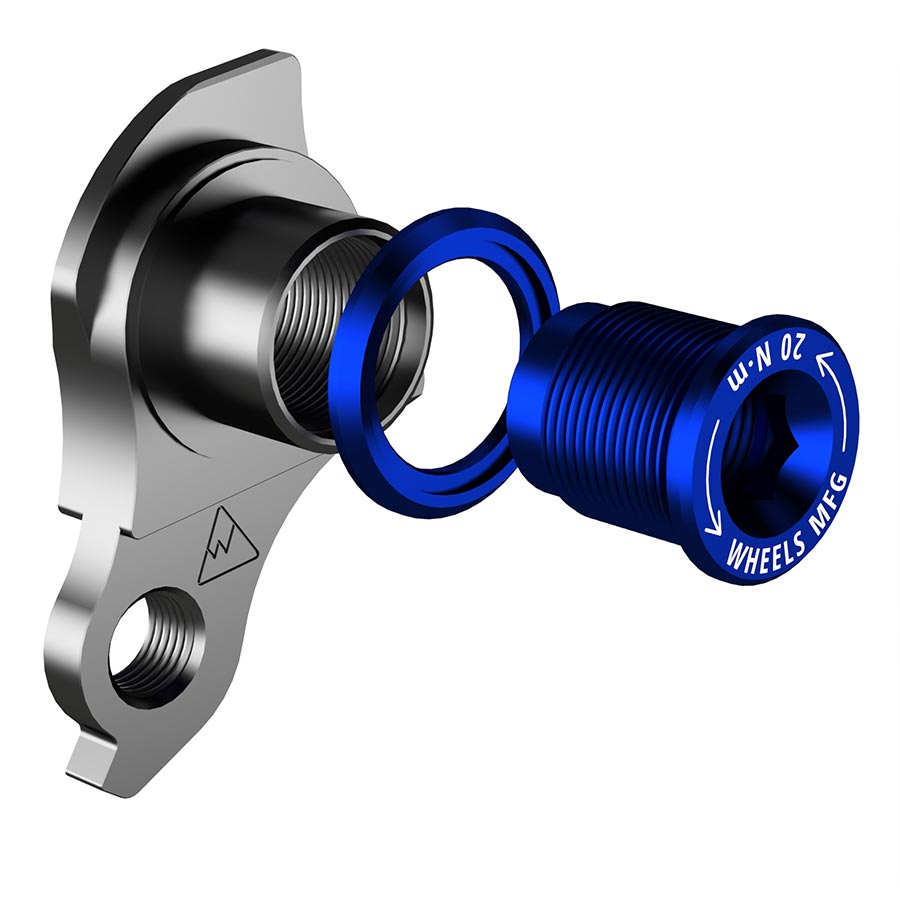 Wheels Manufacturing Dropout-404-02 UDH derailleur hanger for bike frame, black metal component with precise mounting holes.