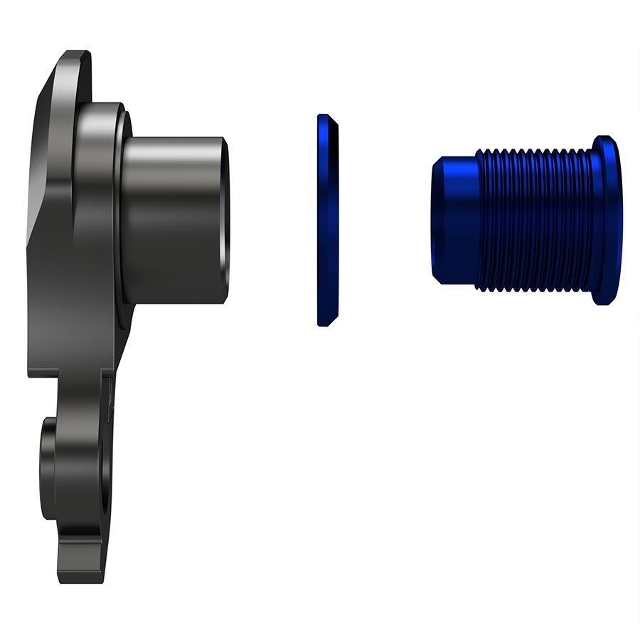 Wheels Manufacturing Dropout-404-02 UDH derailleur hanger for bike frame, metal component with mounting holes, close-up view