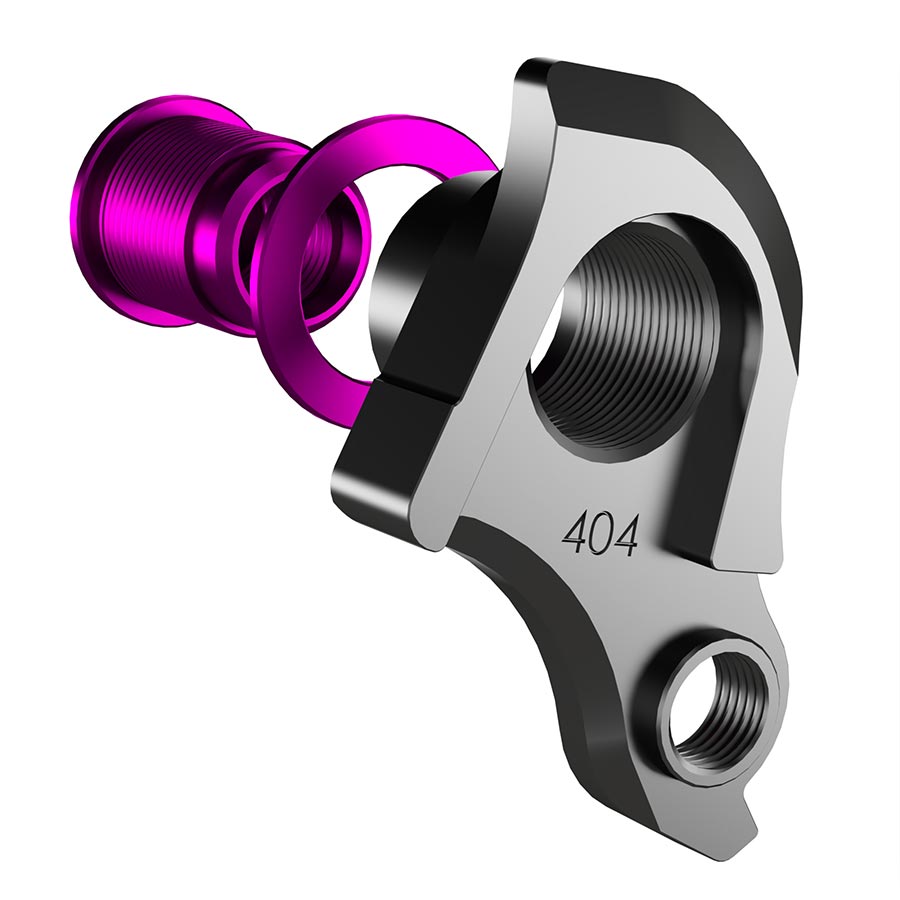 Wheels Manufacturing Dropout-404-02 UDH derailleur hanger for bicycle frame, metal component on a bike dropout.