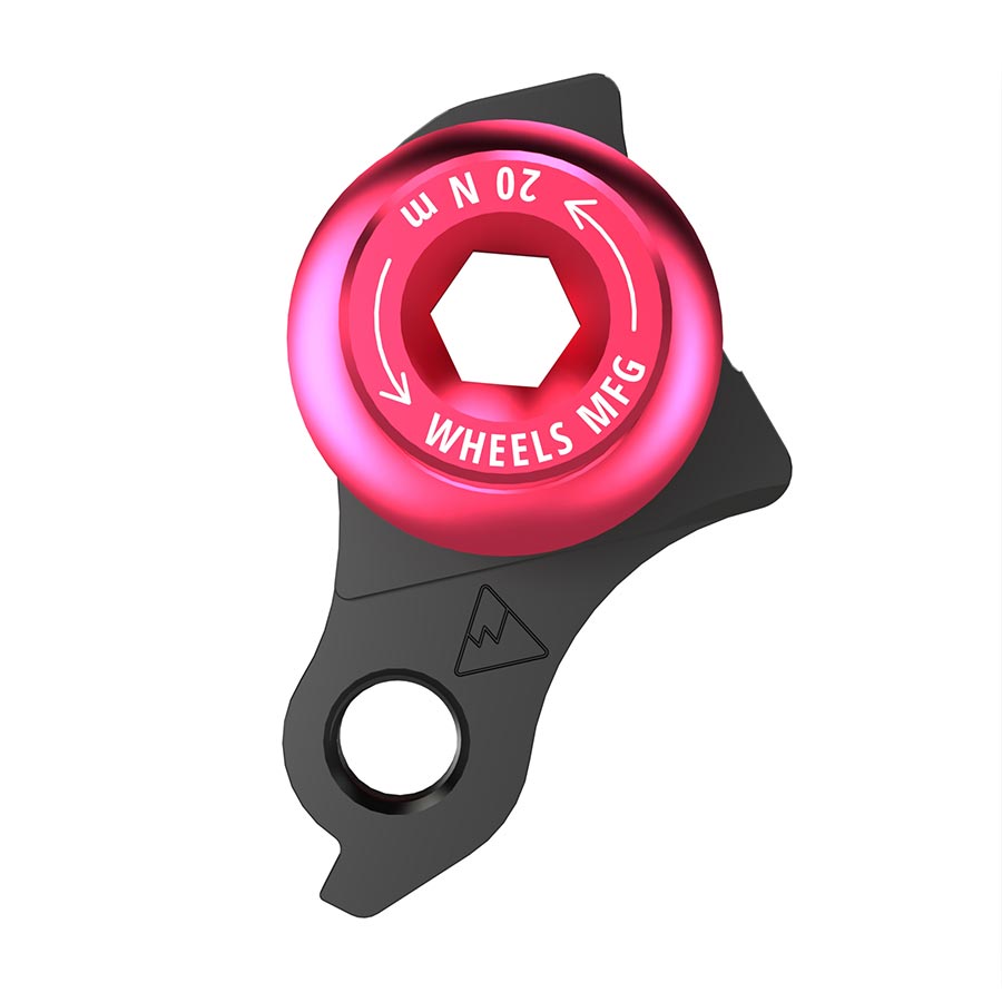Wheels Manufacturing DROPOUT-487 derailleur hanger for Trek ABP and UDH bikes, shown mounted on a bike frame.