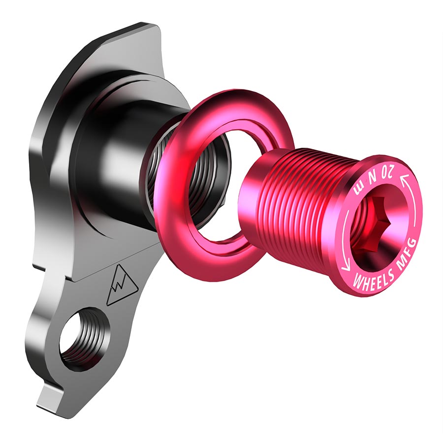 Wheels Manufacturing DROPOUT-487 derailleur hanger for Trek ABP and UDH bikes, metal component attached to bike frame.