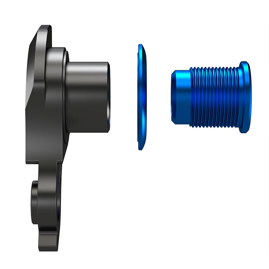 Wheels Manufacturing Dropout 487 derailleur hanger for Trek ABP and UDH bikes, shown on a bike frame.
