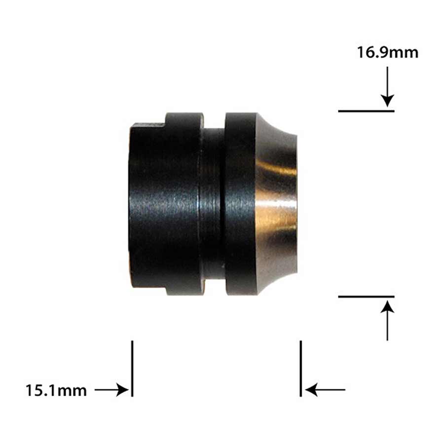 Wheels Manufacturing rear hub cone for left side, compatible with road and mountain bike hubs, in black metal.