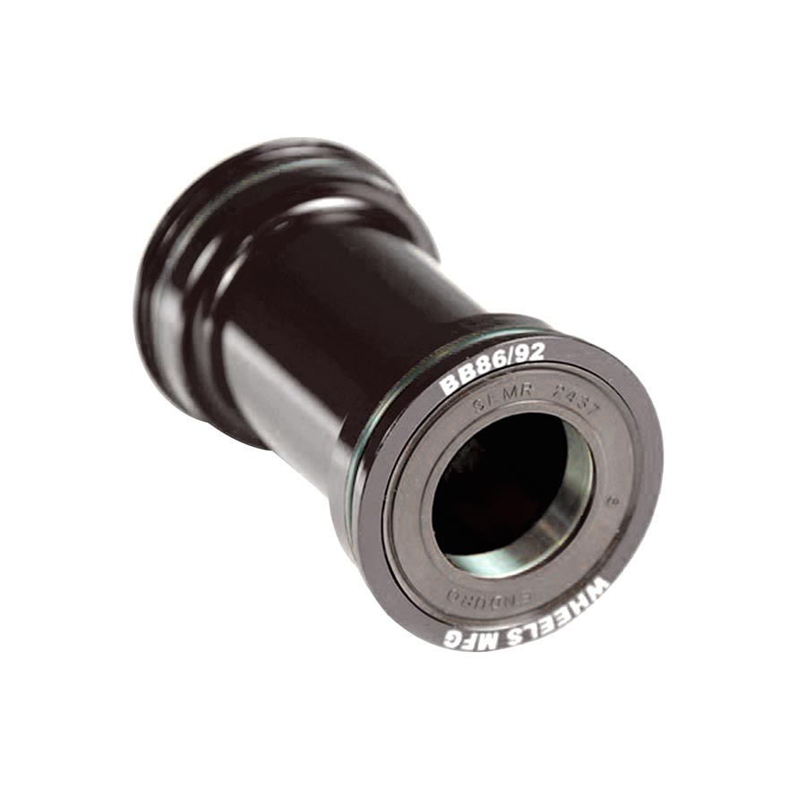 Black Wheels Manufacturing Press Fit 86/92 bottom bracket with 24mm spindle and ABEC-3 bearings, designed for bicycle frames.