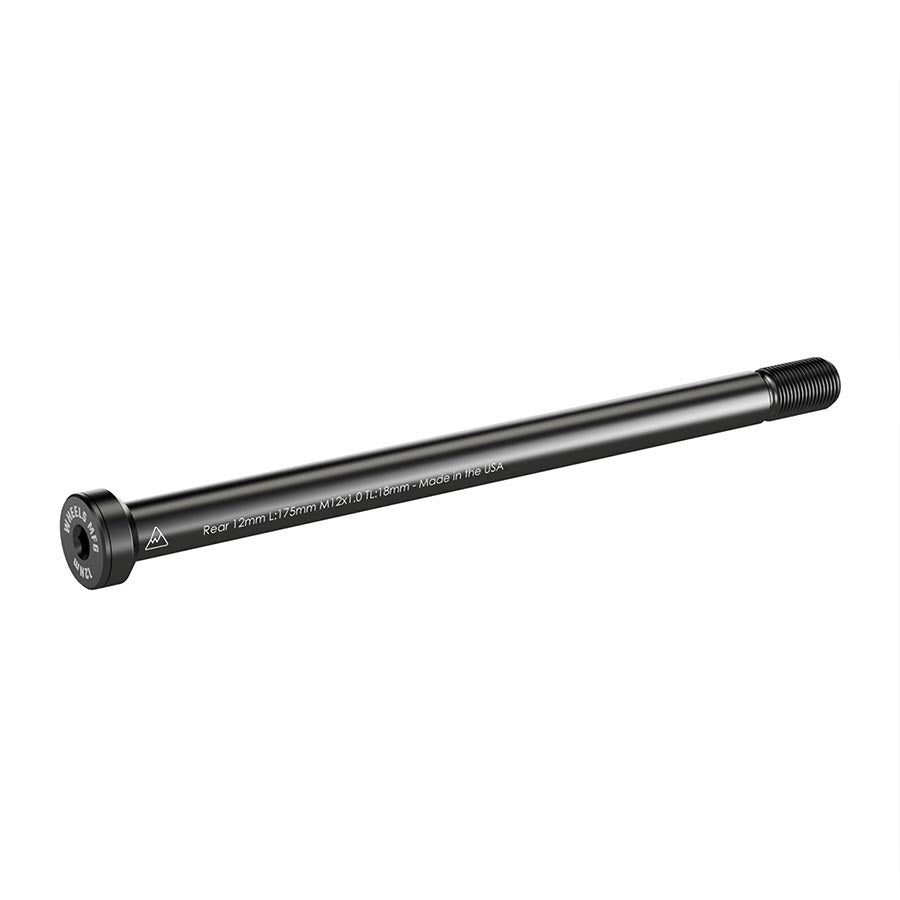 Wheels Manufacturing rear 12mm thru axle with 160mm thread length and M12x1.00 thread pitch, for bicycle wheel attachment.