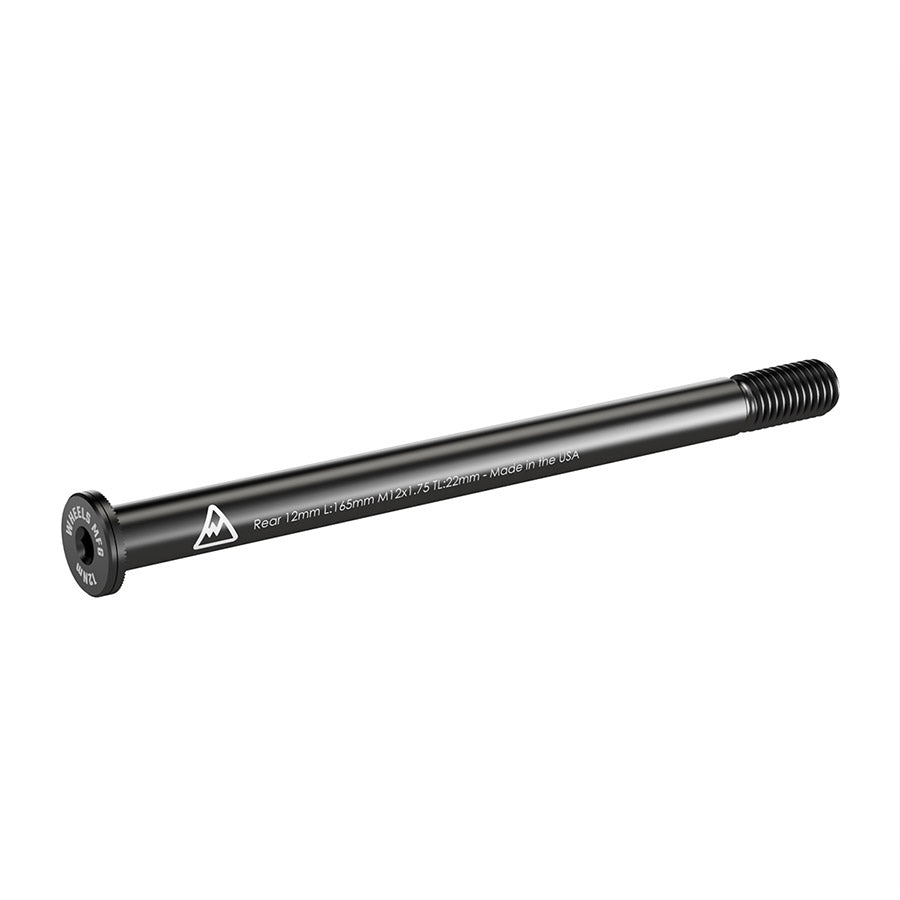 Wheels Manufacturing rear 12mm thru axle with 160mm thread length and M12x1.00 pitch for bicycle suspension or frame compatibility.