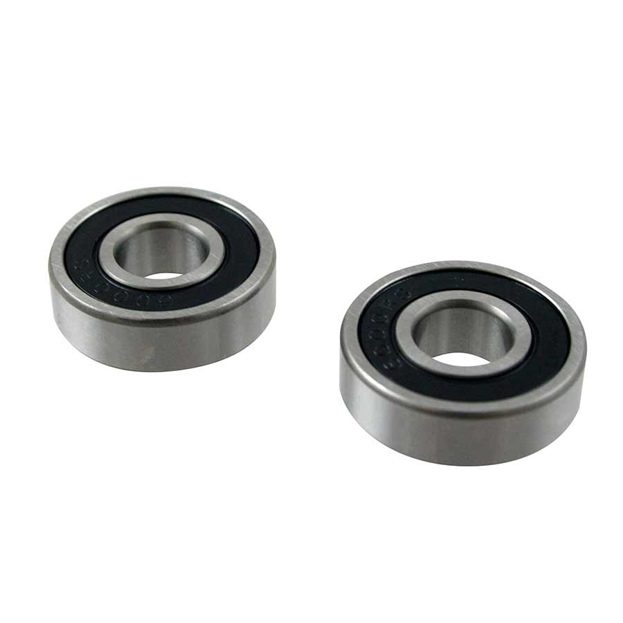 Wheels Manufacturing sealed cartridge bearings ABEC 3, 12x24x6mm, in a bag of two, with black seals and metal exterior.