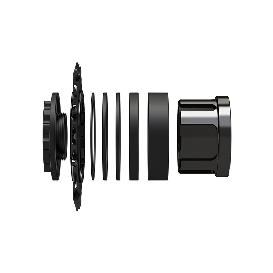 Wheels Manufacturing SOLO-SPLINE cassette spacers and kit in black for bike drivetrain compatibility and precise gear alignment