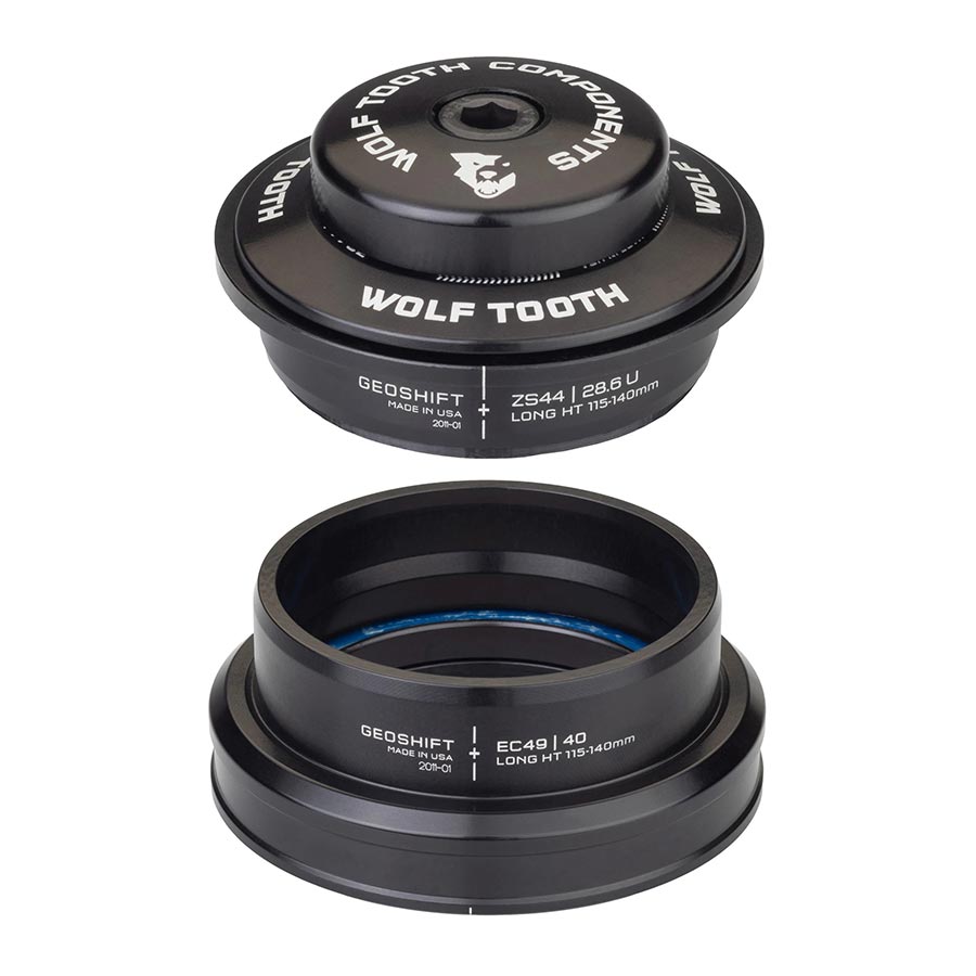 Wolf Tooth Components, GeoShift 1º Angle, Headset, Complete, ZS44/28.6 | EC49/40, Short, Black